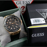 Guess Rigor Analog Black Dial Black Leather Strap Watch For Men - W0040G5 Authentic Buy Shop Now