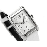 Calvin Klein Window White Dial White Leather Strap Watch for Women - K2M23120 Authentic Buy Shop Now