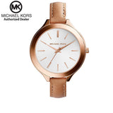 Michael Kors Runway Slim Quartz White Dial Beige Leather Strap Watch For Women - MK2284 Authentic Buy Shop Now