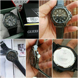 Guess Rigor Analog Black Dial Black Leather Strap Watch For Men - W0040G1 Authentic Buy Shop Now