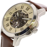 Fossil Grant Automatic Beige Skeleton Dial Brown Leather Strap Watch for Men - ME3099 Authentic Buy Shop Now