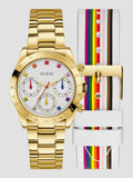 Guess Exclusive Multi Color White Dial Gold Steel Strap Watch for Women - GW0457L1 Authentic Buy Shop Now