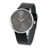 Calvin Klein Grey Dial Black Leather Strap Watch for Women - K2Y2Y1CU Authentic Buy Shop Now