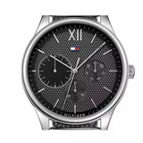 Tommy Hilfiger Damon Quartz Chronograph Black Dial Silver Mesh Bracelet Watch for Men - 1791415 Authentic Buy Shop Now