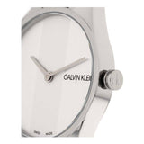 Calvin Klein Rebel White Dial White Leather Strap Watch for Women - K8P231L6 Authentic Buy Shop Now