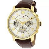 Tommy Hilfiger Keagan Quartz Silver Dial Brown Leather Strap Watch for Men - 1791291 Authentic Buy Shop Now