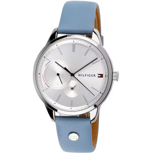 Tommy Hilfiger Brooke Silver Dial Blue Leather Strap Watch for Women - 1782023 Authentic Buy Shop Now