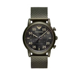 Emporio Armani Luigi Quartz Chronograph Black Dial Green Mesh Bracelet Watch For Men - AR11115 Authentic Buy Shop Now