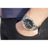 Hugo Boss Aeroliner Chronograph Quartz Black Dial Silver Steel Strap Watch For Men - HB1512446 Authentic Buy Shop Now