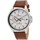 Tommy Hilfiger Multi Function Quartz White Dial Brown Leather Strap Watch for Men - 1791614 Authentic Buy Shop Now