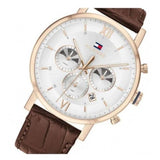 Tommy Hilfiger Evan White Dial Brown Leather Strap Watch for Men - 1710394 Authentic Buy Shop Now