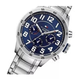 Tommy Hilfiger Trent Chronograph Blue Dial Silver Steel Strap Watch for Men - 1791053 Authentic Buy Shop Now