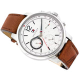 Tommy Hilfiger Landon Chronograph White Dial Brown Leather Strap Watch for Men - 1791531 Authentic Buy Shop Now
