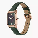 Emporio Armani Gioia Analog Black Mother of Pearl Dial Green Leather Strap Watch For Women - AR11149 Authentic Buy Shop Now