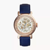 Fossil Original Boyfriend Skeleton White Dial Blue Leather Strap Watch for Women - ME3086 Authentic Buy Shop Now