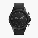 Fossil Nate Chronograph Black Dial Black Leather Strap Watch for Men - JR1354 Authentic Buy Shop Now