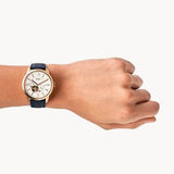 Fossil Townsman Automatic White Dial Navy Blue Leather Strap Watch for Men - ME3171 Authentic Buy Shop Now