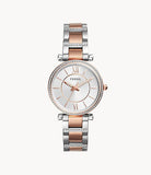 Fossil Carlie Silver Dial Two Tone Steel Strap Watch for Women - ES4342 Authentic Buy Shop Now