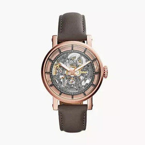 Fossil Boyfriend Automatic Skeleton Grey Dial Grey Leather Strap Watch for Women - ME3089 Authentic Buy Shop Now