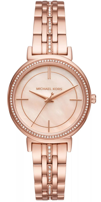 Michael Kors Cinthia Mother of Pearl Rose Gold Dial Rose Gold Steel Strap Watch for Women - MK3643 Authentic Buy Shop Now