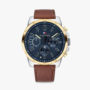 Tommy Hilfiger Decker Blue Dial Brown Leather Strap Watch for Men - 1791561 Authentic Buy Shop Now
