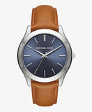 Michael Kors Slim Runway Analog Blue Dial Brown Leather Strap Watch For Men - MK8508 Authentic Buy Shop Now
