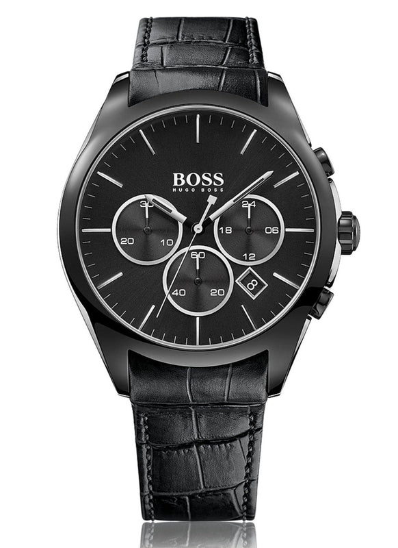Hugo Boss Onyx Black Dial Black Leather Strap Watch for Men - 1513367 Authentic Buy Shop Now
