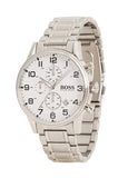 Hugo Boss Aeroliner Chronograph White Dial Silver Steel Strap Watch for Men - 1513182 Authentic Buy Shop Now