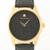 Gucci G Timeless Quartz Black Dial Black Leather Strap Watch For Women - YA1264034A Authentic Buy Shop Now