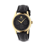Gucci G Timeless Quartz Black Dial Black Leather Strap Watch For Women - YA126581A Authentic Buy Shop Now