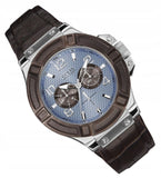 Guess Rigor Analogue Quartz Blue Dial Brown Leather Strap Watch For Men - W0040G10 Authentic Buy Shop Now