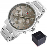 Tommy Hilfiger Chronograph Grey Dial Silver Steel Strap Watch for Men - 1710382 Authentic Buy Shop Now