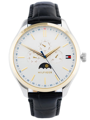 Tommy Hilfiger Oliver Analog Silver Dial Black Leather Strap Watch for Men - 1791305 Authentic Buy Shop Now