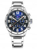 Tommy Hilfiger Trent Chronograph Blue Dial Silver Steel Strap Watch for Men - 1791053 Authentic Buy Shop Now