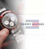 Tommy Hilfiger Luke Chronograph Black Dial Silver Steel Strap Watch for Men - 1791122 Authentic Buy Shop Now