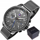 Tommy Hilfiger London Chronograph Grey Dial Grey Mesh Bracelet Watch for Men - 1791530 Authentic Buy Shop Now