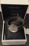 Calvin Klein Minimal Silver Dial Brown Leather Strap Watch for Men - K3M211G6 Authentic Buy Shop Now