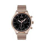 Hugo Boss Companion Quartz Black Dial Rose Gold Mesh Bracelet Watch For Men - HB1513548 Authentic Buy Shop Now