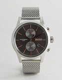Hugo Boss Jet Chronograph Grey Dial Silver Mesh Bracelet Watch for Men - 1513440 Authentic Buy Shop Now