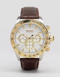 Hugo Boss Ikon White Dial Brown Leather Strap Watch for Men - 1513174 Authentic Buy Shop Now