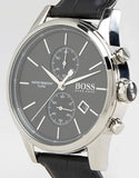 Hugo Boss Jet Black Dial Black Leather Strap Watch for Men - 1513279 Authentic Buy Shop Now