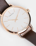 Calvin Klein Even Silver Dial Brown Leather Strap Watch for Men - K7B216G6 Authentic Buy Shop Now