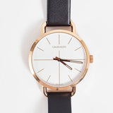 Calvin Klein Even White Dial Black Leather Strap Watch for Women - K7B236C6 Authentic Buy Shop Now