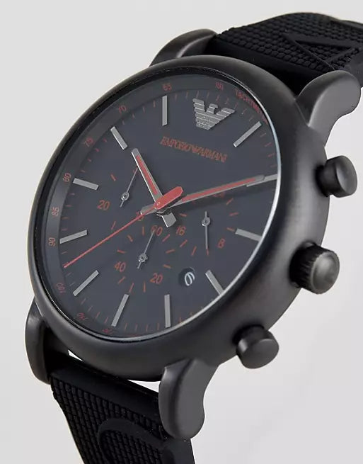 Emporio Armani Luigi Chronograph Black Dial Black Rubber Strap Watch For Men - AR11024 Authentic Buy Shop Now