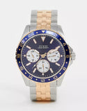 Guess Odyssey Blue Dial Two Tone Steel Strap Watch For Men - W1107G3 Authentic Buy Shop Now