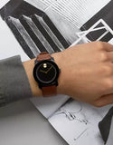 Movado Bold Black Dial Brown Leather Strap Watch For Men - 3600305 Authentic Buy Shop Now