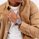 Tommy Hilfiger Trent Quartz Blue Dial Brown Leather Strap Watch for Men - 1791066 Authentic Buy Shop Now