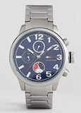 Tommy Hilfiger Jackson Chronograph Blue Dial Silver Steel Strap Watch for Men - 1791242 Authentic Buy Shop Now
