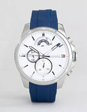 Tommy Hilfiger Decker Quartz White Dial Blue Rubber Strap Watch for Men - 1791349 Authentic Buy Shop Now