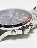 Tommy Hilfiger Bank Chronograph Blue Dial Silver Steel Strap Watch for Men - 1791718 Authentic Buy Shop Now